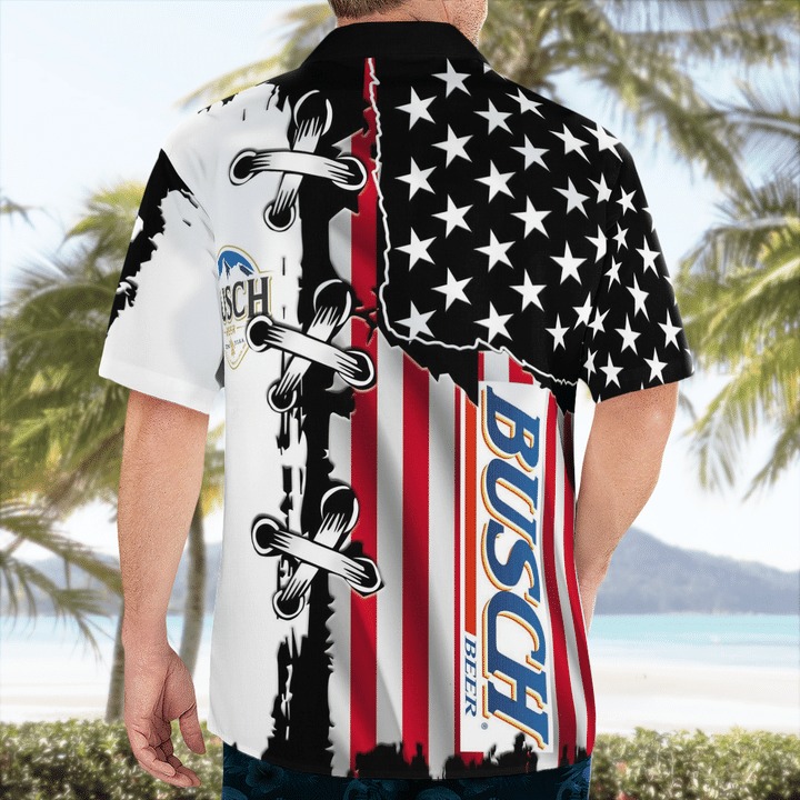 Busch Beer American Flag Hawaiian Shirt - Hot Sale 2024