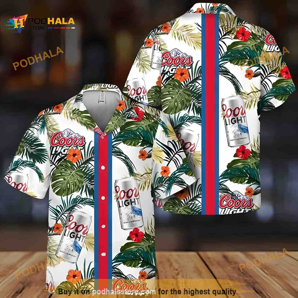Coors Light Beer Hawaiian Shirt Tropical Foliage