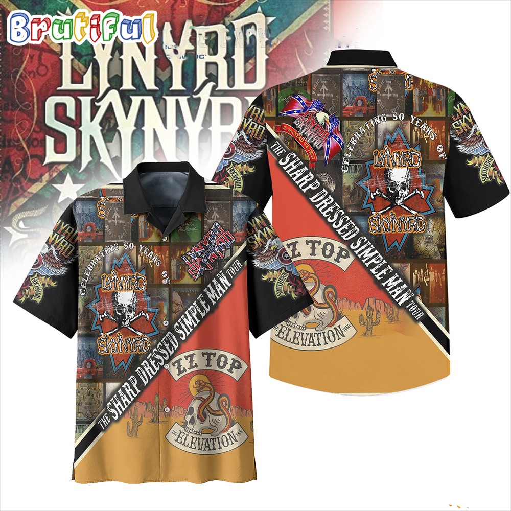 Lynyrd Skynyrd The Sharp Dressed Simple Man 2024 Tour Zz Top Hawaiian Shirts
