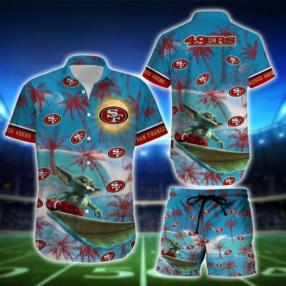 San Francisco 49ers Footbal Nfl Baby Yoda Hawaiian Shirt And Short Style Hot Trends Summer Gift For Men Women - Luzgear